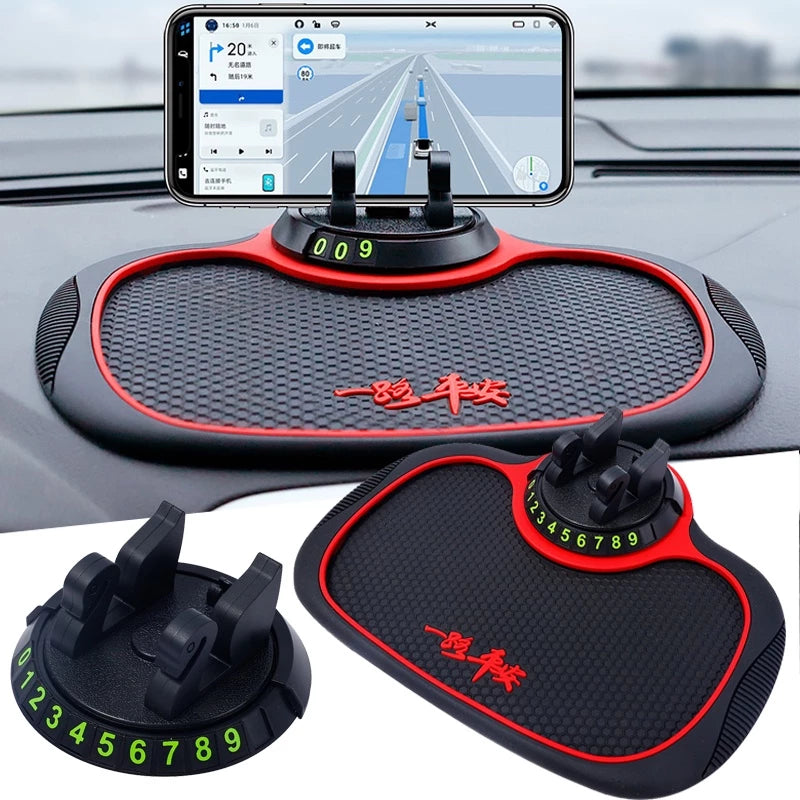 Tapete De Silicone Antiderrapante Para Painel De Carro Multifuncional/360 ° Suporte De Celular Anti Deslizante Com Número De Telefone/Acessórios Auto